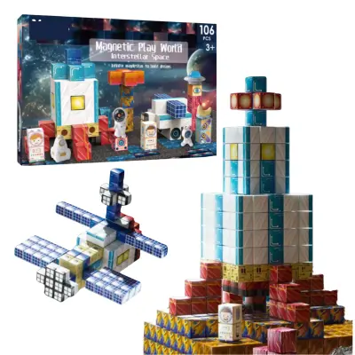 Magnetski set za gradnju 106 kom, STEM edukativne 3D kocke za djecu 3+ (svemir/dinosaur) | MAGSET