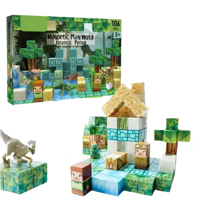 Magnetni građevinski komplet, set 106 magnetnih kocki, magnetni blokovi | MAGSET Dinosaur
