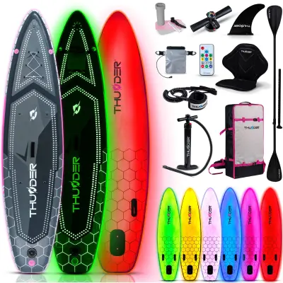 Napuhana LED SUP daska - RGB osvijetljena, 320 cm, stabilna, SUP + kajak set, nosivost 150 kg THUNDER® MOSSA