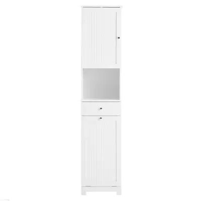 Praktična Visoka Kupaonska Ormarić 4 u 1 za Optimalno Korištenje Prostora Bijela 40x38x180cm BZR216-