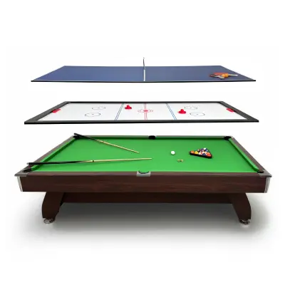 Biljarski stol višenamjenski igraći stol – biljar, zračni hokej, stolni tenis THUNDER® BROWN 9FT