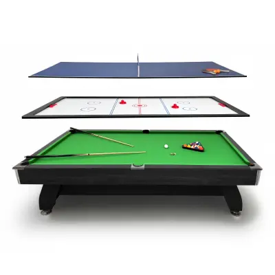 Biljarski stol višenamjenski igraći stol – biljar, zračni hokej, stolni tenis THUNDER® BLACK 9FT