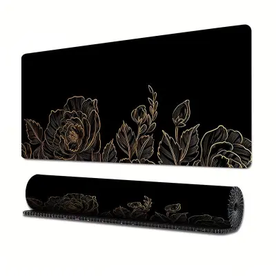 Podloga za miša od prirodne gume Floral Series, neklizna, za dom, ured i igranje Crna