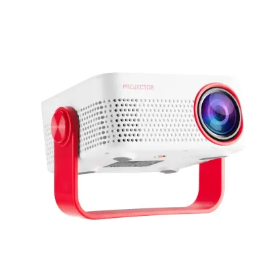 Prijenosni kućni projektor s 3D i WiFi, podrška za 1080P, HDMI/USB/TF povezivost Bijela+Crvena