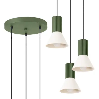 Viseća lampa ESTRIA 3P bež/maslinasto zelena