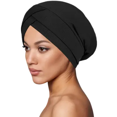 Kapa za povez za glavu s ukrštenim križem za žene, meka turban traka za glavu Crna