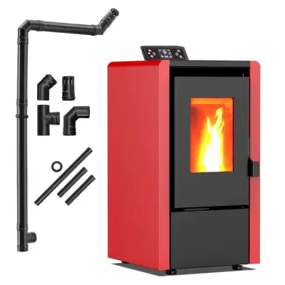 Peć na pelete – Wi-Fi upravljanje, spremnik od 16 kg, automatsko grijanje THUNDER® LEYLA-RED 6,3 kW