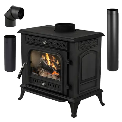Kamin peć – lijevano-željezna peć s kompletnim setom cijevi, ECODESIGN, A energetska klasa THUNDER® HELIOS 10 kW