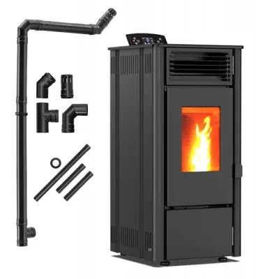 Peć na pelete – upravljanje Wi-Fi-jem, spremnik od 16 kg, automatsko grijanje THUNDER® SOPHIA-BLACK 8,1 kW