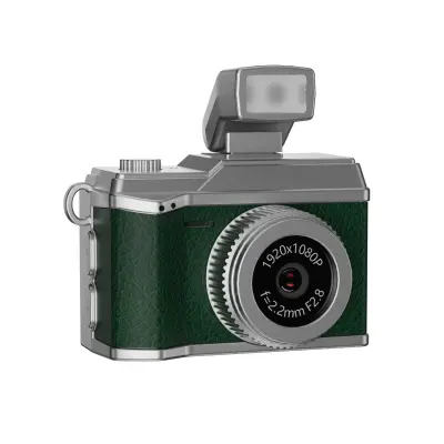 Mini Retro Kamera s Bljeskalicom: 1080P HD Video, Vintage Stil, Prijenosni Snimač Zelena