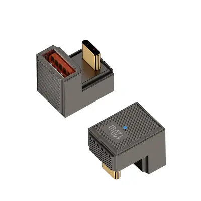 USB ženski na Type-C muški U-oblikovani adapter - 120W brzo punjenje i 10Gbps prijenos podataka Crna