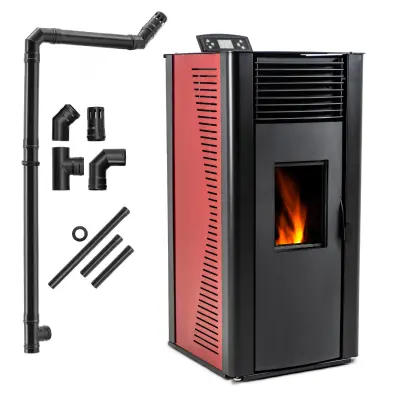 Peć na pelete – vodeni plašt, Wi-Fi upravljanje, automatsko grijanje THUNDER® VAYNE-RED