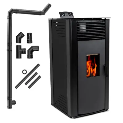 Peć na pelete 15 kW – čelična konstrukcija, termostat, Wi-Fi upravljanje THUNDER® GAREN-BLACK