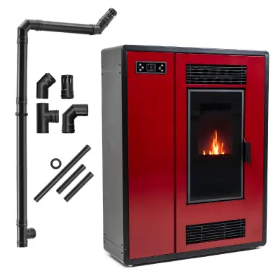 Peć na pelete 12 kW - čelični okvir, Wi-Fi, termostat, THUNDER® ARIA-RED set cijevi