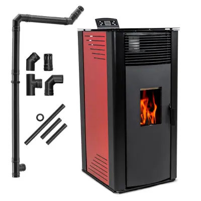 Peć na pelete 15 kW – čelična konstrukcija, termostat, Wi-Fi upravljanje THUNDER® GAREN-RED