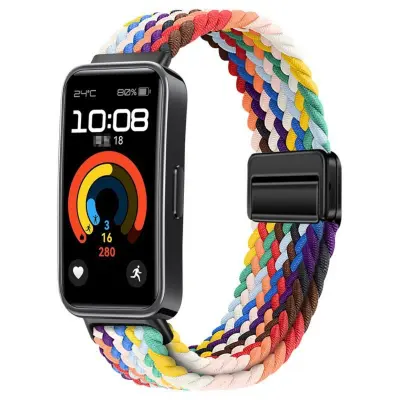 Najlonska tkana magnetska narukvica kompatibilna s Huawei Band 8/9/10 - Višebojne opcije Višebojno