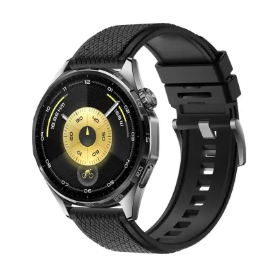 Fluororubber Strap Compatible with Huawei WATCH Ultimate2 - 22mm Replacement Band Crna