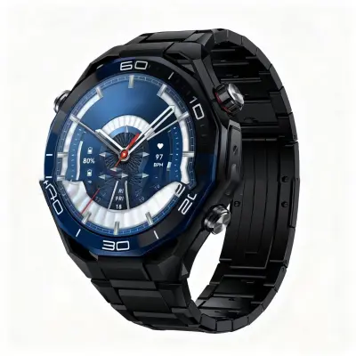 22mm Titanium Watch Band with Butterfly Buckle Compatible with Huawei WATCH Ultimate & GT Series Crna