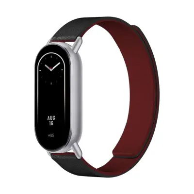 Dvobojna Kona kožna magnetska narukvica kompatibilna s Xiaomi Mi Band 8/9/10 crvena+crna