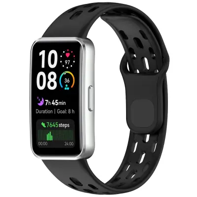 Silikonski zamjenski remen kompatibilan s Huawei Band 8/9/10 - Prozračno i vodootporno Crna
