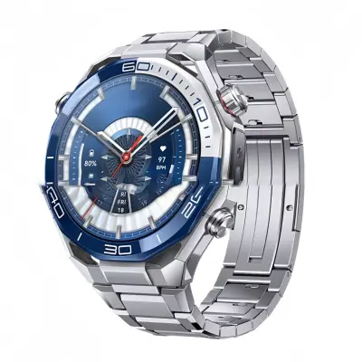 22mm Titanium Watch Band with Butterfly Buckle Compatible with Huawei WATCH Ultimate & GT Series Srebrna