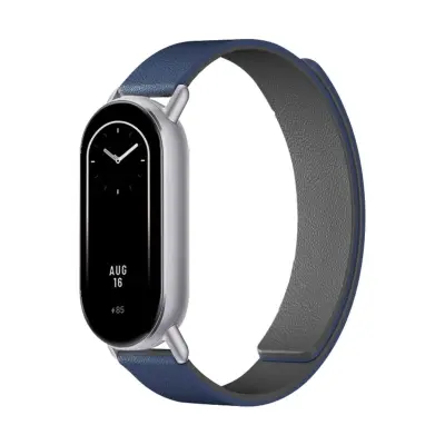 Dvobojna Kona kožna magnetska narukvica kompatibilna s Xiaomi Mi Band 8/9/10 Plava + Siva