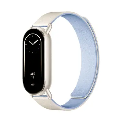 Dvobojna Kona kožna magnetska narukvica kompatibilna s Xiaomi Mi Band 8/9/10 Bijela+Plava