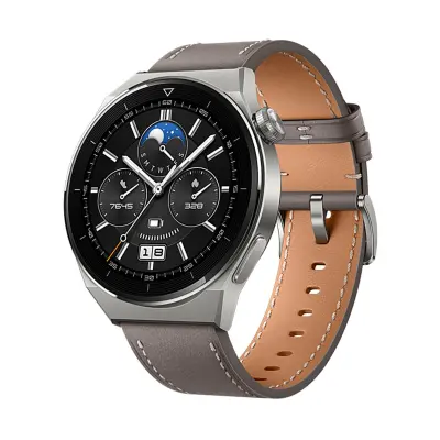 Remen za sat od prave kože kompatibilan s pametnim satom Huawei GT3 Pro - 20/22 mm Siva