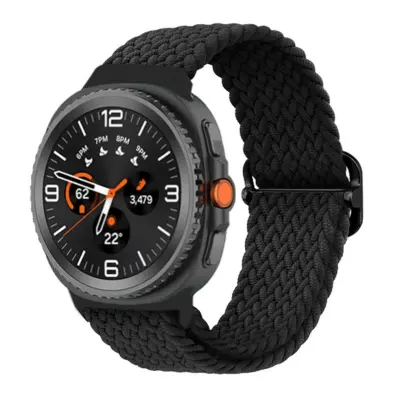 Tkana omčasta narukvica kompatibilna sa Samsung Watch8/Galaxy Watch8 Classic - Prozračna najlonska narukvica Crna