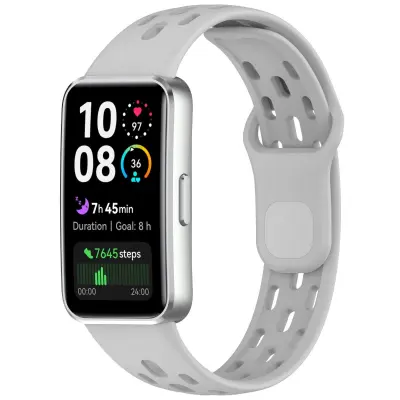 Silikonski zamjenski remen kompatibilan s Huawei Band 8/9/10 - Prozračno i vodootporno Siva