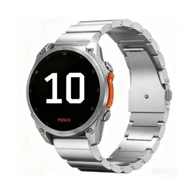 26mm remen od titana s brzim otpuštanjem i ravnom kopčom s velikim zrnom kompatibilan s Garmin Fenix 8 Srebrna