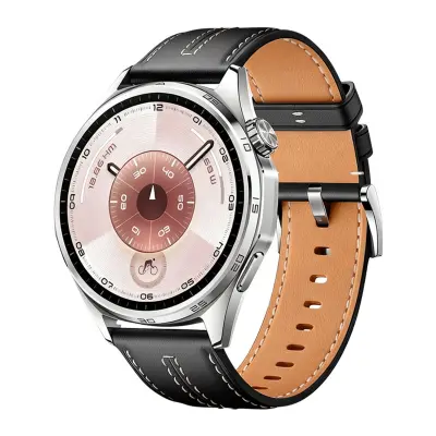 Premium Genuine Leather Watch Strap with Quick Release Pins - 22mm, Compatible with Huawei GT6 Crna
