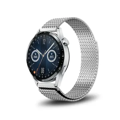 Srebrni remen za sat od nehrđajućeg čelika 20 mm - Kompatibilno s Huawei GT4/GT3/GT2 Srebrna