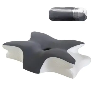 Jastuk od memorijske pjene u obliku leptira 60x40x13cm - Ergonomska potpora za vratnu kralježnicu za dubok san Tamno siva