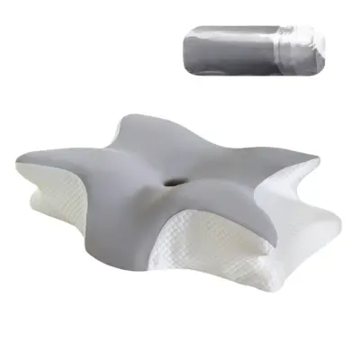 Jastuk od memorijske pjene u obliku leptira 60x40x13cm - Ergonomska potpora za vratnu kralježnicu za dubok san Svijetlo siva
