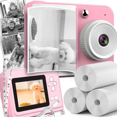 Dječji LCD instant fotoaparat s printerom + 3 trake ružičaste boje