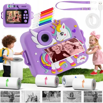 Dječji LCD instant fotoaparat s printerom + 3 ljubičaste trake