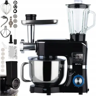 3u1 robotski mikser od 2300 W s LCD zaslonom i grijanom posudom, crni, 6,2 l