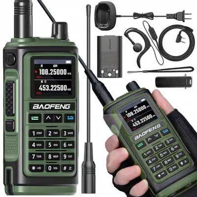 Punjiva ručna prijenosna radio stanica LED LCD PMR VHF i UHF 1800mAh + slušalice