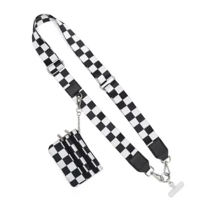 Multifunkcionalna odvojiva najlonska lanyard za telefon sa širokim remenom za rame i torbicom za novčiće Bijela+Crna