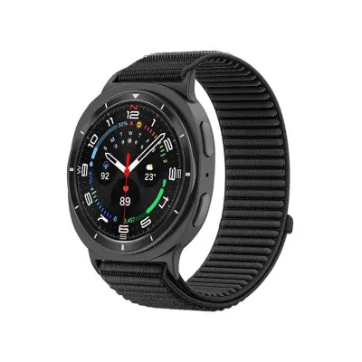 Najlonska tkana narukvica za sat kompatibilna sa Samsung Galaxy Watch Ultra 1/2 - Uzorak planine divljine Crna