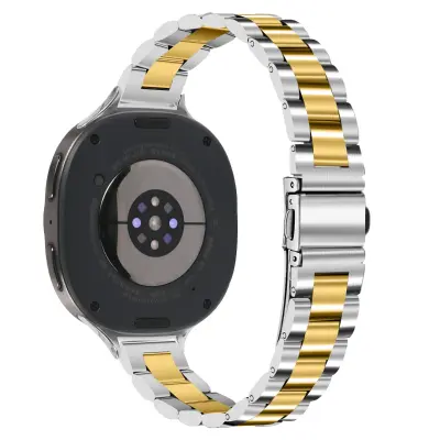 Tanka narukvica od nehrđajućeg čelika s tri perle, kompatibilna sa Samsung Galaxy Watch 8/8 Classic srebrna+zlatna
