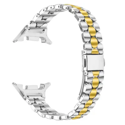 Elegantni remen od nehrđajućeg čelika s biserima, kompatibilan sa Samsung Galaxy Watch 8/8 Classic srebrna+zlatna