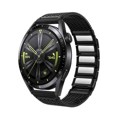 Metalni magnetski mrežasti remen od nehrđajućeg čelika kompatibilan s Huawei GT5/GT6 i Watch 5 Pro Crna