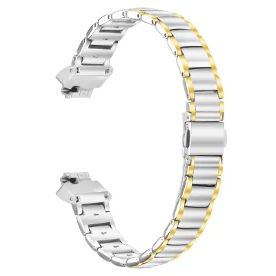 Zamjenska narukvica od nehrđajućeg čelika kompatibilna s Fitbit Inspire/Inspire HR/Inspire 2 srebrna+zlatna