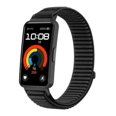 Najlonska tkana narukvica kompatibilna s Huawei Band 8/9/10 - Dostupno više boja Crna