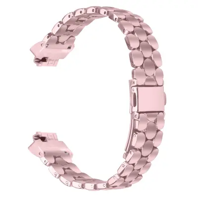 Elegantna srebrna narukvica od nehrđajućeg čelika s biserima kompatibilna s Fitbit Inspire/Inspire 2/Inspire HR Ružičasta
