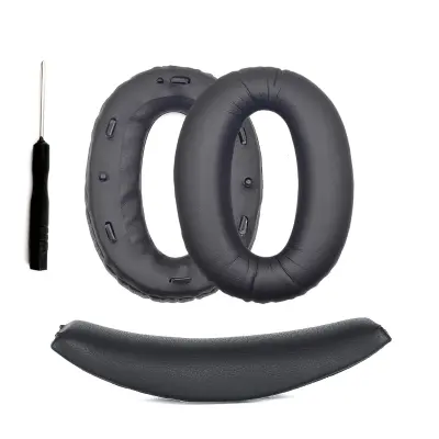 Set zamjenskih jastučića za uši i trake za glavu kompatibilan sa Sony WH-1000XM2 / MDR-1000X - Dijelovi za popravak Crna