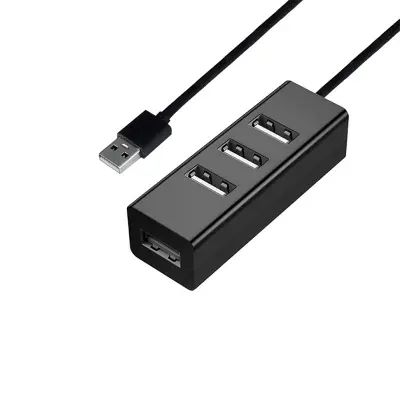 Crno USB 3.0 čvorište s 4 priključka i kabelom od 15 cm - Brzi prijenos podataka i punjenje Crna