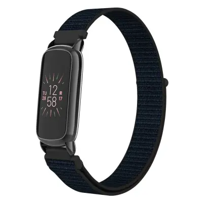 Najlonska omčasta narukvica kompatibilna s Fitbit Luxe pametnim satom - Podesiva sportska narukvica Crna